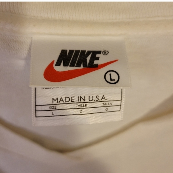 NIKE T-shirt ~ Retro 1990s era ~ V-neck~ Just DoIt Logo ~ Lg~ Unisex - Picture 13 of 14